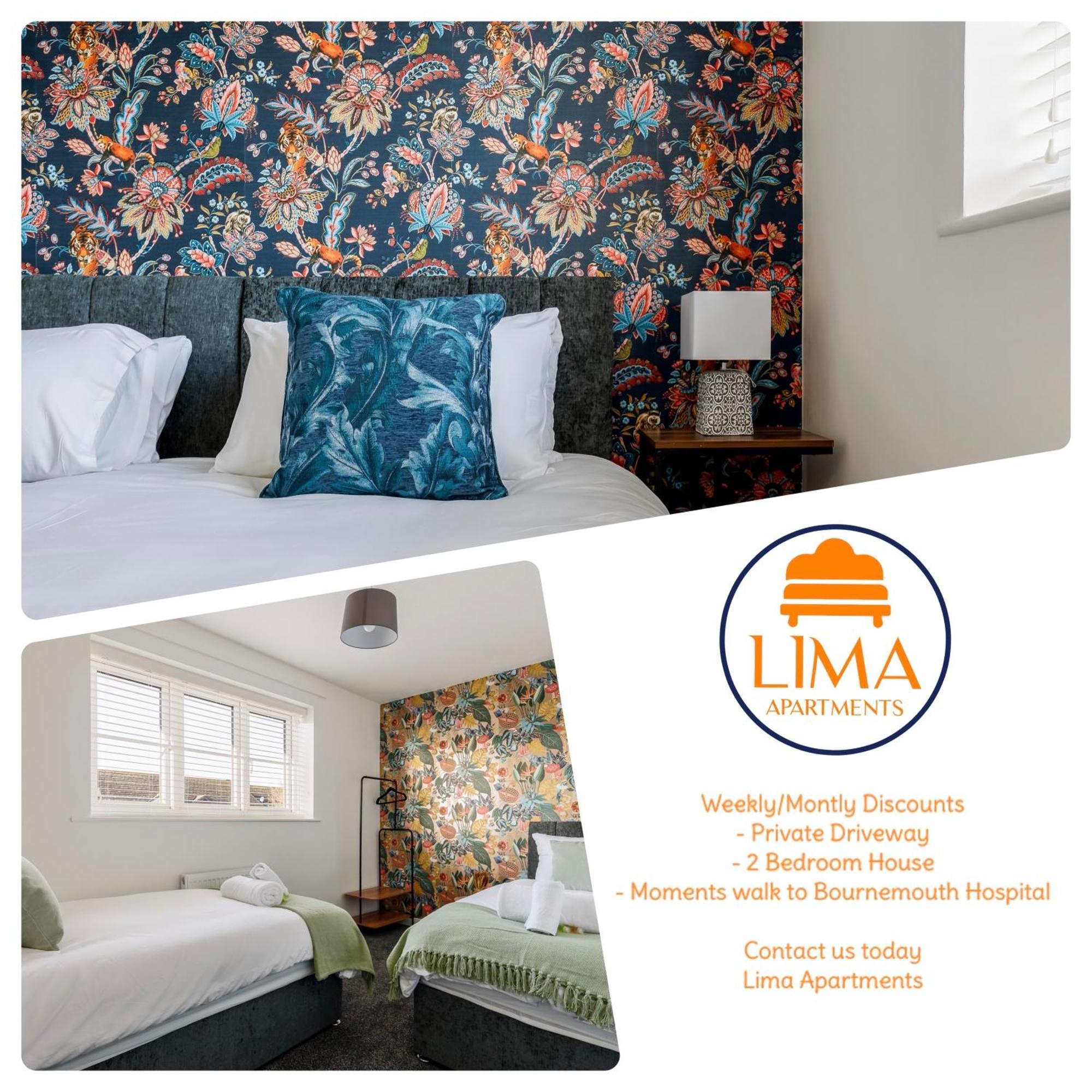 2 Bedroom House-Driveway - Bournemouth Hospital - Long Stay Discounts - Lima Apartments Ltd المظهر الخارجي الصورة